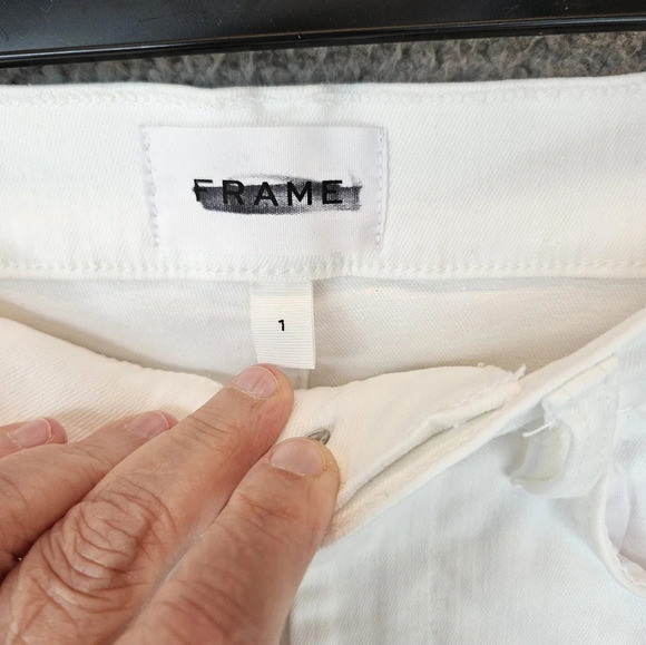 Frame Mini Skirt Womens Sz 1 White Raw Hem Casual Comfort Stretch Straight - Picture 5 of 10